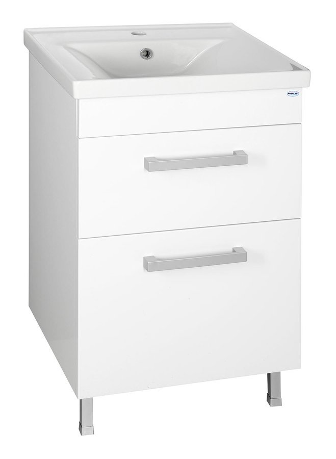 Aqualine SAVA 55 keramické umyvadlo nábytkové 55x46cm, bílá, se dvěma zásuvkami