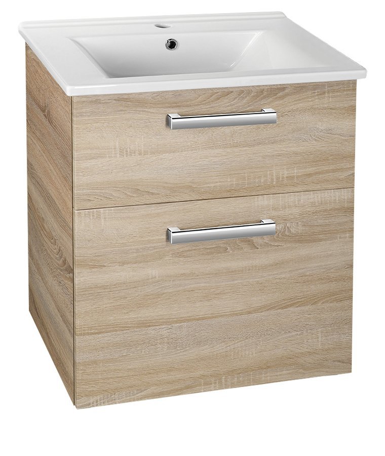Aqualine VEGA umyvadlová skříňka 62x72,6x43,8cm, 2x zásuvka, dub platin