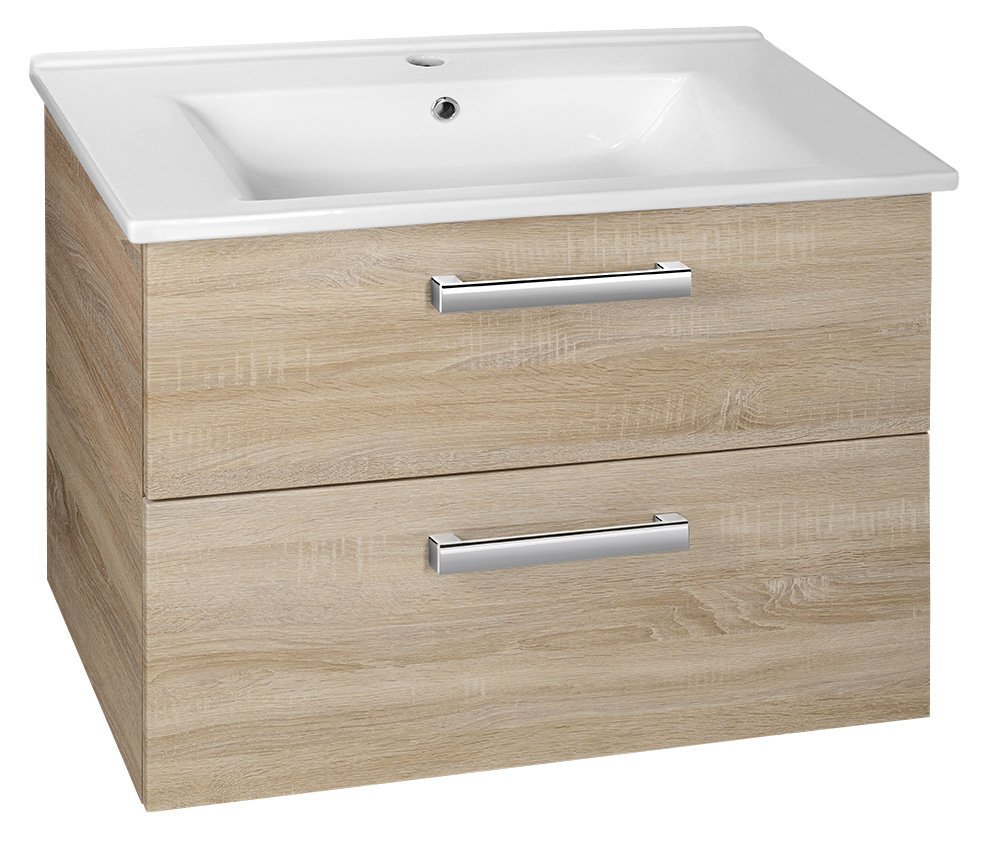 Aqualine VEGA umyvadlová skříňka 72x57,6x43,8cm, 2x zásuvka, dub platin