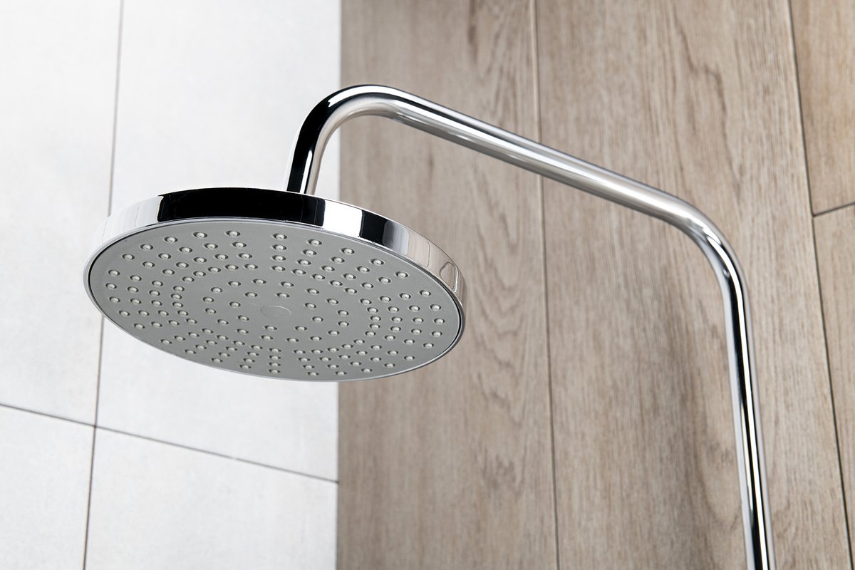 Aqualine LIGA sprchový sloup s termostatickou baterií, chrom, detail hlavové sprchy