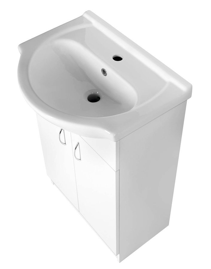 Aqualine SIMPLEX ECO 55 umyvadlová skříňka včetně umyvadla 53x83,5x30,7cm, pohled shora z úhlu