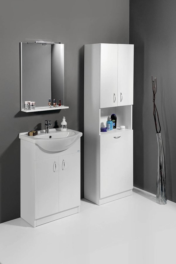 Aqualine SIMPLEX ECO 55 umyvadlová skříňka včetně umyvadla 53x83,5x30,7cm, v koupelně