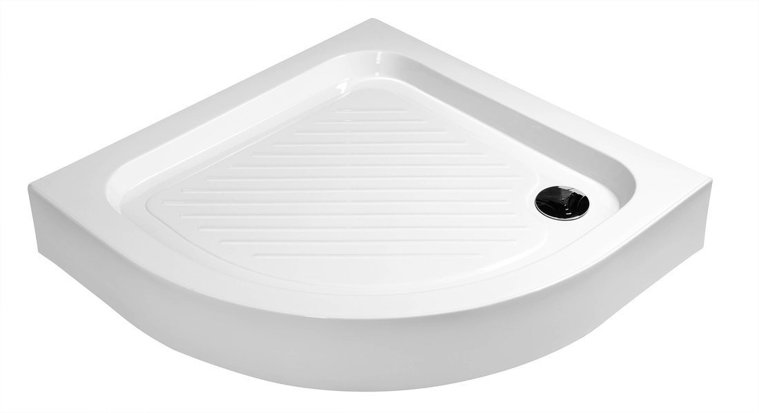Aqualine Sprchová samonosná vanička akrylátová, čtvrtkruh 90x90x15cm, pohled z úhlu