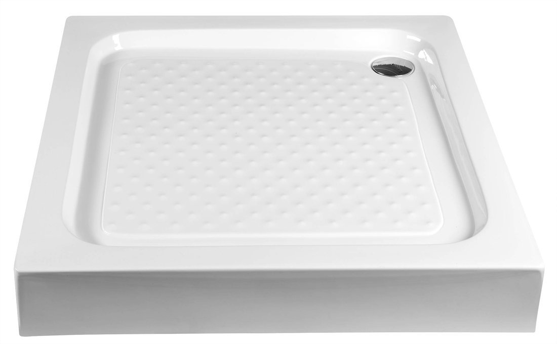 Aqualine Sprchová samonosná vanička akrylátová, čtverec 90x90x15cm, pohled z úhlu