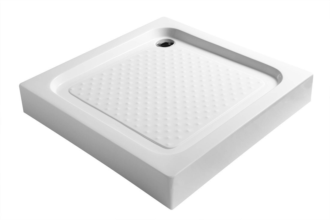 Aqualine Sprchová samonosná vanička akrylátová, čtverec 90x90x15cm, pohled z úhlu 2
