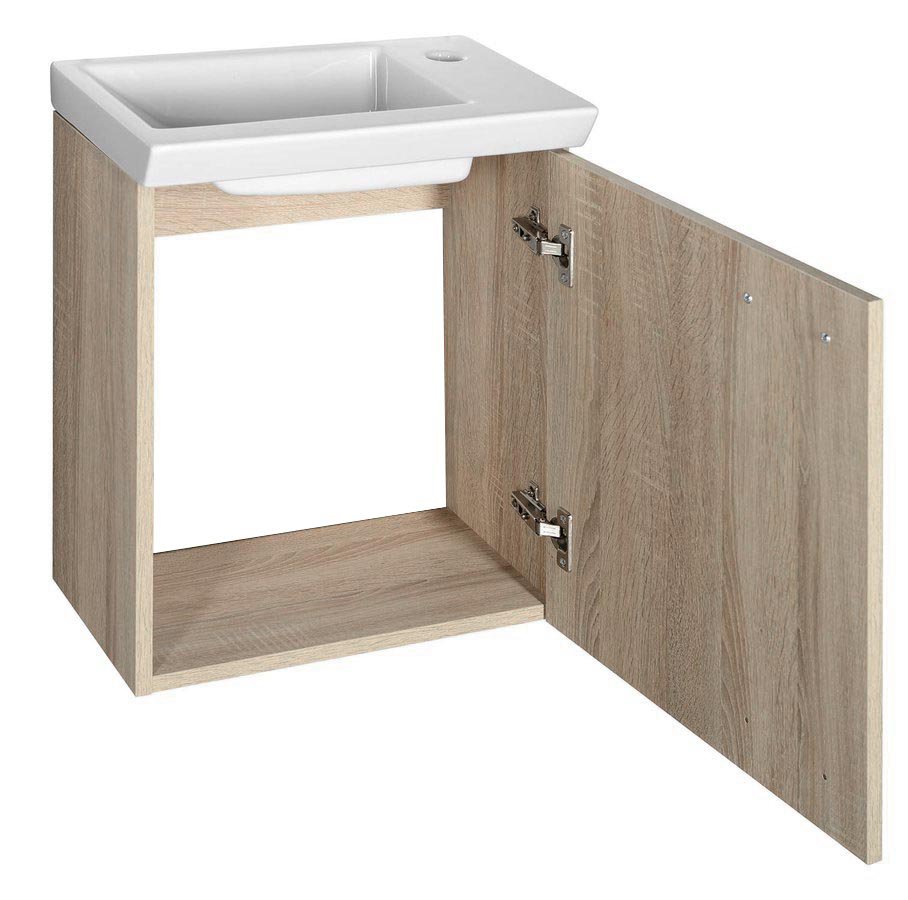 Aqualine ZOJA/KERAMIA FRESH umyvadlová skříňka 44x50x25,3cm, dub platin, s otevřenými dvířky