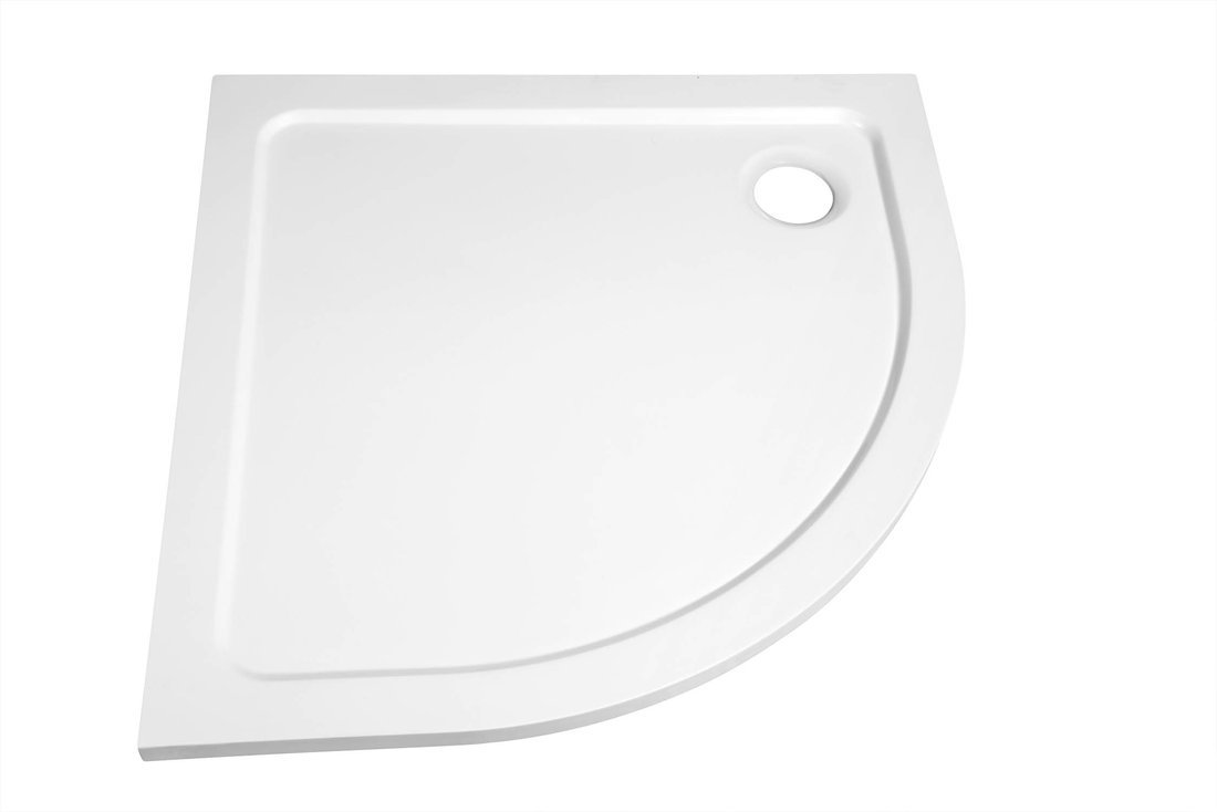 Aqualine TECMI sprchová vanička z litého mramoru, čtvrtkruh 80x80cm, R550, bílá, pohled shora z úhlu