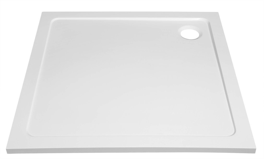 Aqualine TECMI sprchová vanička z litého mramoru, čtverec 90x90cm, bílá, pohled z úhlu