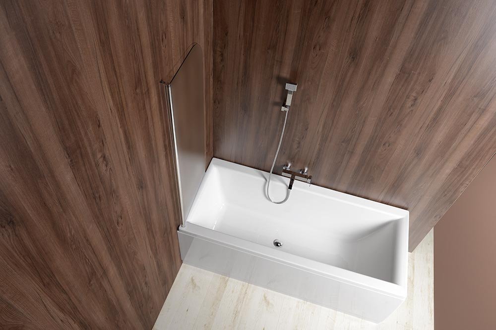 Aqualine VILMA vanová zástěna 600x1400mm, chrom, levá, sklo matné, vanová zástěna u vany