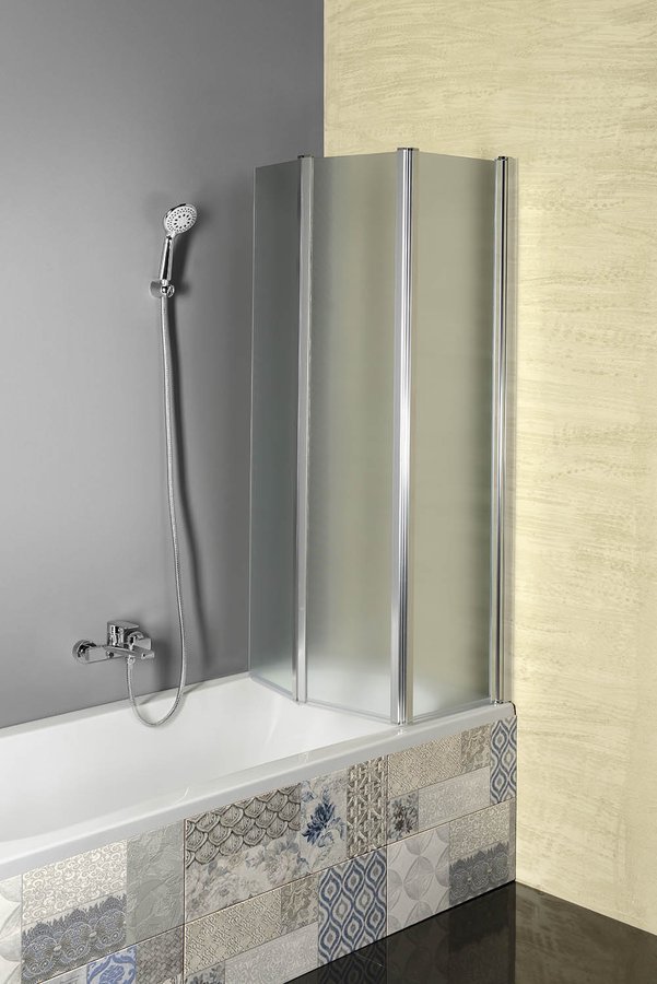 Aqualine VANDA vanová zástěna skládací 1000x1400 mm, chrom, sklo matné, skládací vanová zástěna