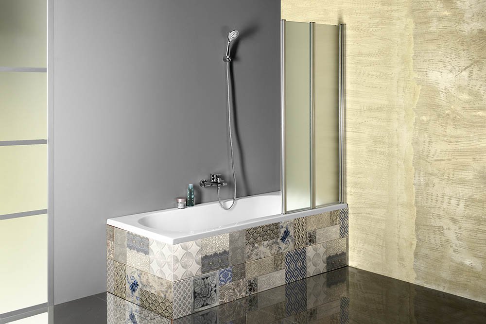 Aqualine VANDA vanová zástěna skládací 1000x1400 mm, chrom, sklo matné, vanová zástěna u vany