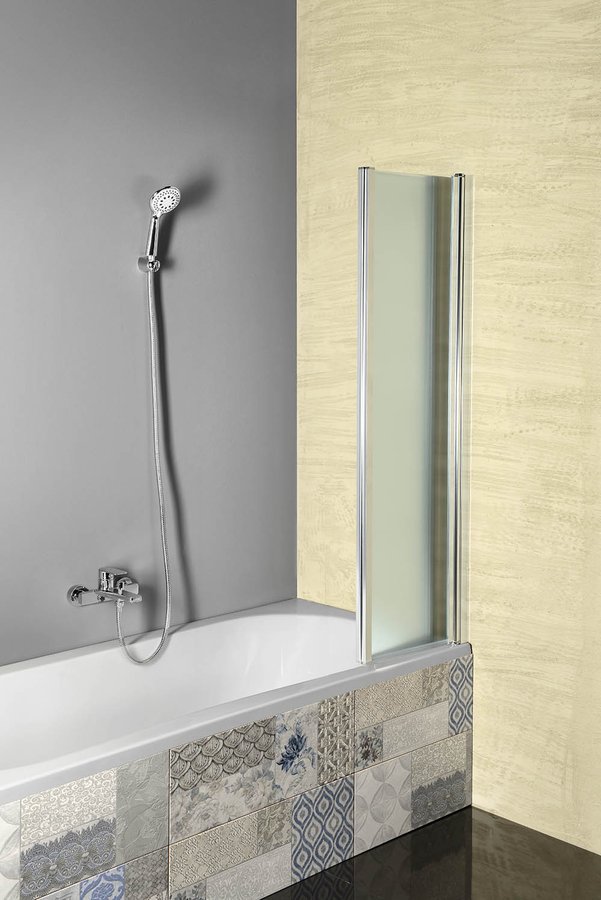 Aqualine VANDA vanová zástěna skládací 1000x1400 mm, chrom, sklo matné, jednodílná vanová zástěna