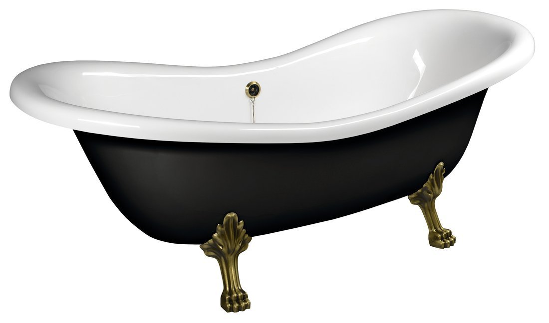 Polysan CHARLESTON volně stojící vana 188x83x69cm, nohy bronz, černá/bílá