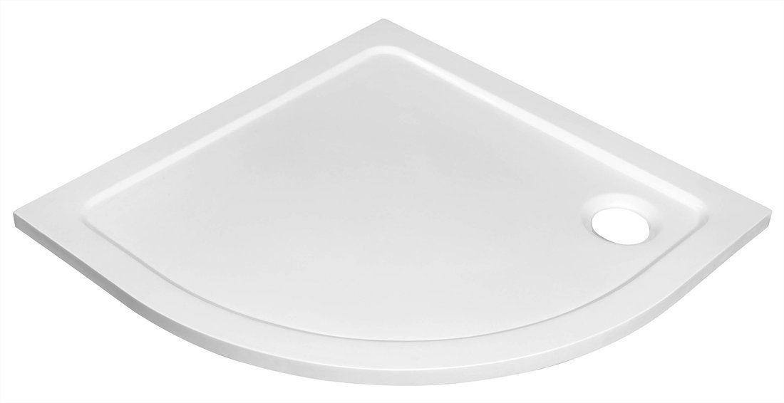 Aqualine TECMI sprchová vanička z litého mramoru, čtvrtkruh 90x90cm, R550, bílá, pohled z úhlu