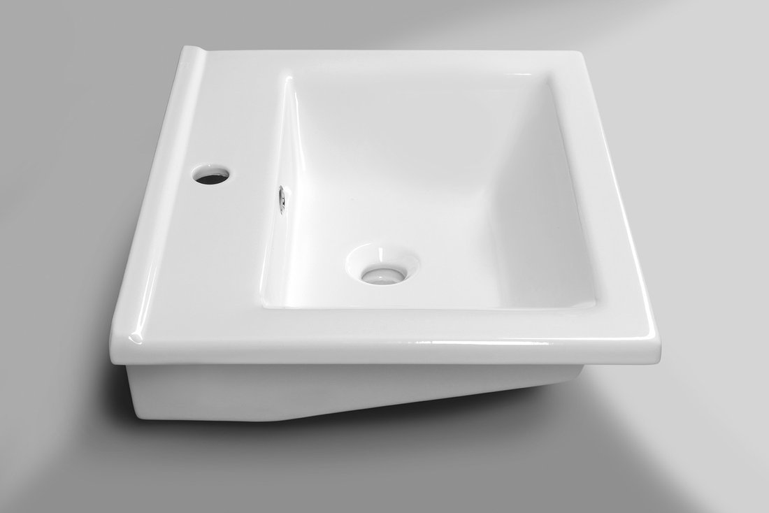 Aqualine ZUNO 55 keramické umyvadlo nábytkové 55x45cm, bílá, pohled z úhlu