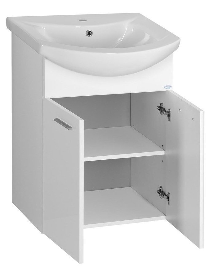 Aqualine ZOJA umyvadlová skříňka 50,5x74x30cm, bílá, s otevřenými dvířky a policí