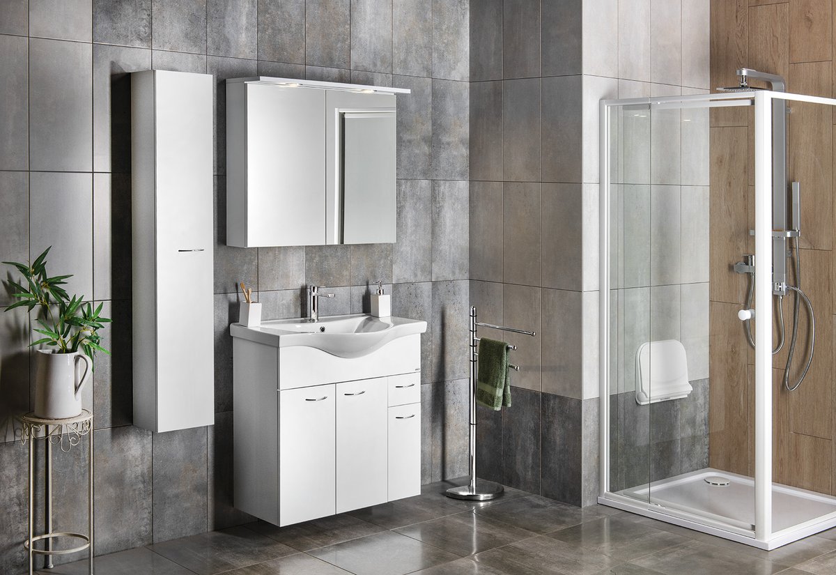 Aqualine KERAMIA FRESH umyvadlová skříňka 75,2x74x34,4cm, bílá, v koupelně