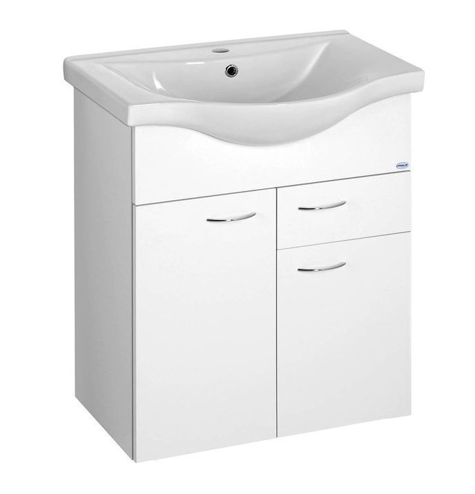 Aqualine KERAMIA FRESH umyvadlová skříňka, 1 zásuvka, 60,6x74x34cm, bílá
