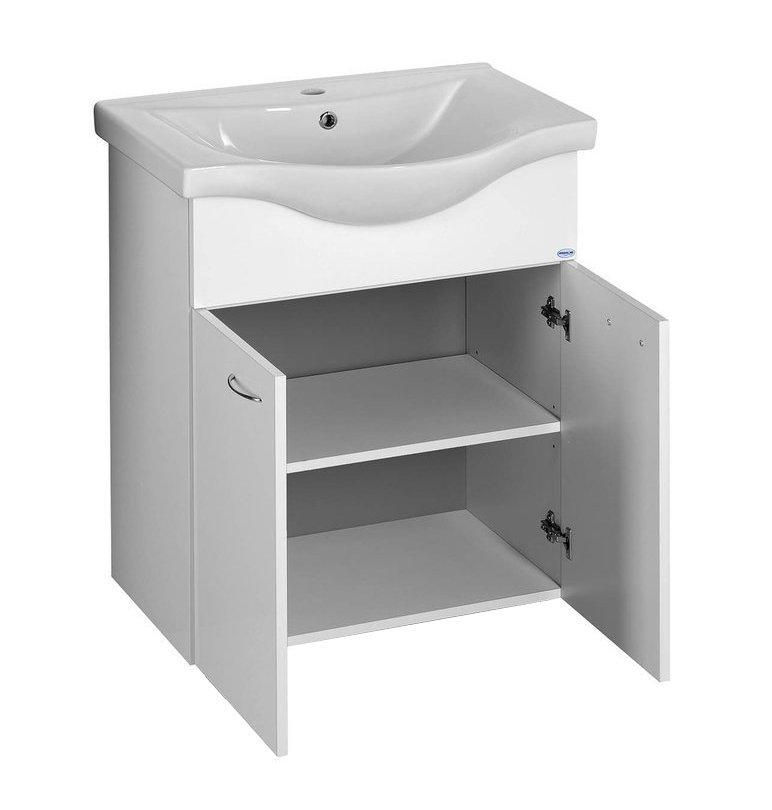 Aqualine KERAMIA FRESH umyvadlová skříňka 60,6x74x34cm, bílá, s otevřenými dvířky a policí