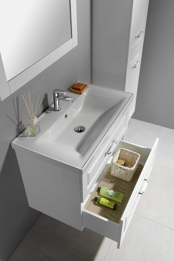 Aqualine FAVOLO umyvadlová skříňka 76,5x60x44,6cm, bílá mat, s otevřenou zásuvkou