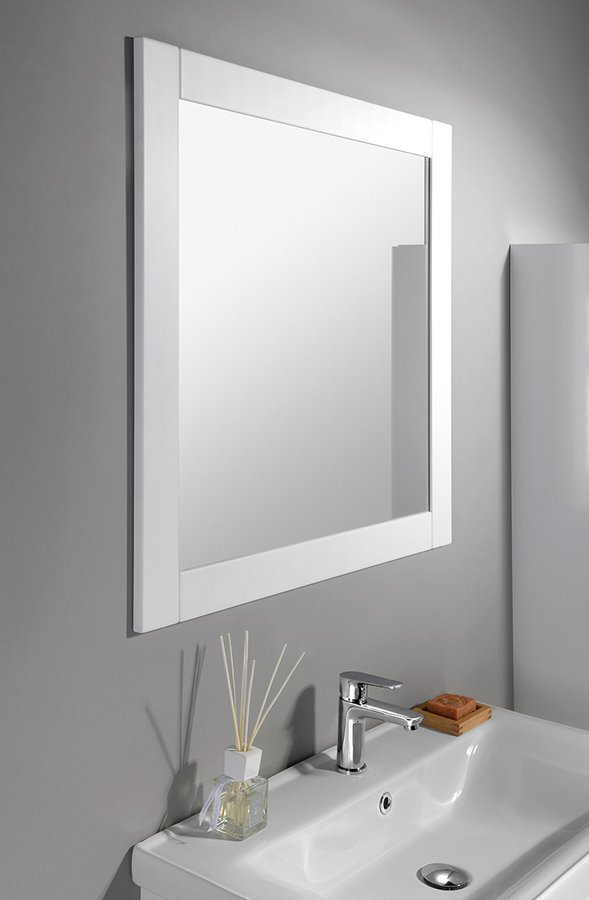 Aqualine FAVOLO zrcadlo v rámu 80x80cm, bílá mat, zrcadlo nad umyvadlem