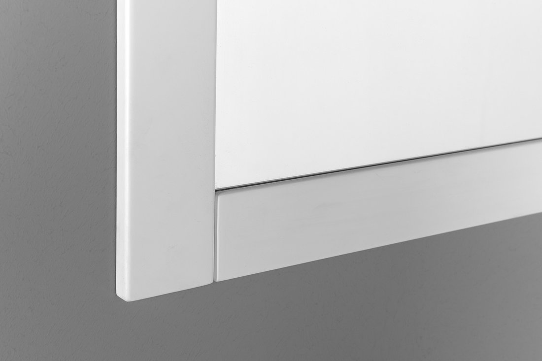 Aqualine FAVOLO zrcadlo v rámu 80x80cm, bílá mat, detail rámu zrcadla