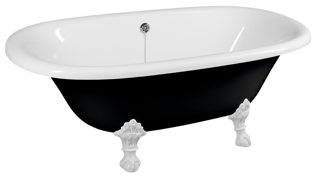 Polysan REGATA volně stojící vana 175x85x61cm, nohy bílé, černá/bílá
