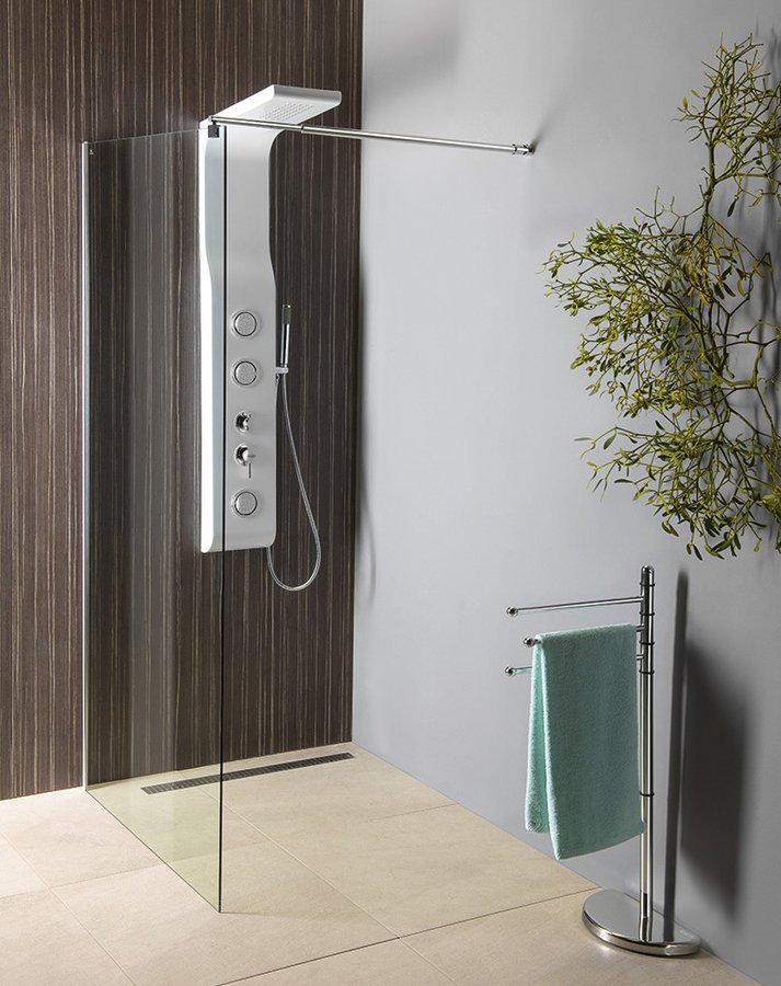 Aqualine WALK-IN zástěna jednodílná k instalaci na zeď, 800x1900 mm, sklo čiré