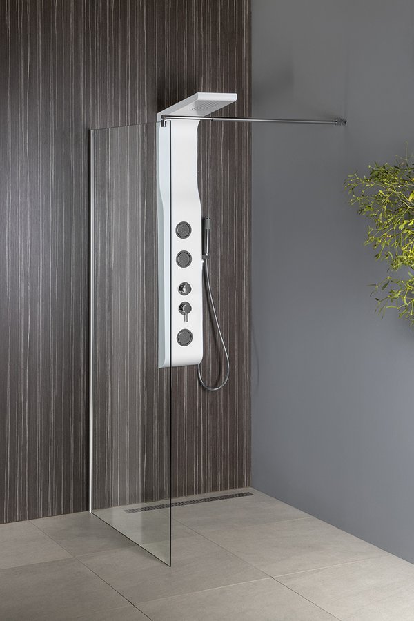 Aqualine WALK-IN zástěna jednodílná k instalaci na zeď, 1000x1900 mm, sklo čiré, sprchový panel na stěně