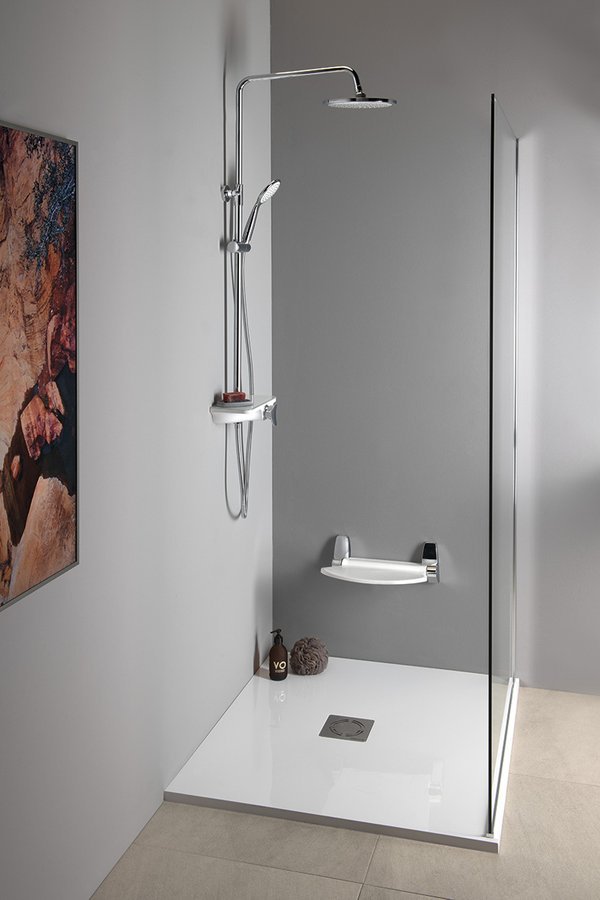 Aqualine MARCO sprchový sloup s pákovou baterií, chrom, sprchový set ve sprchovém koutě