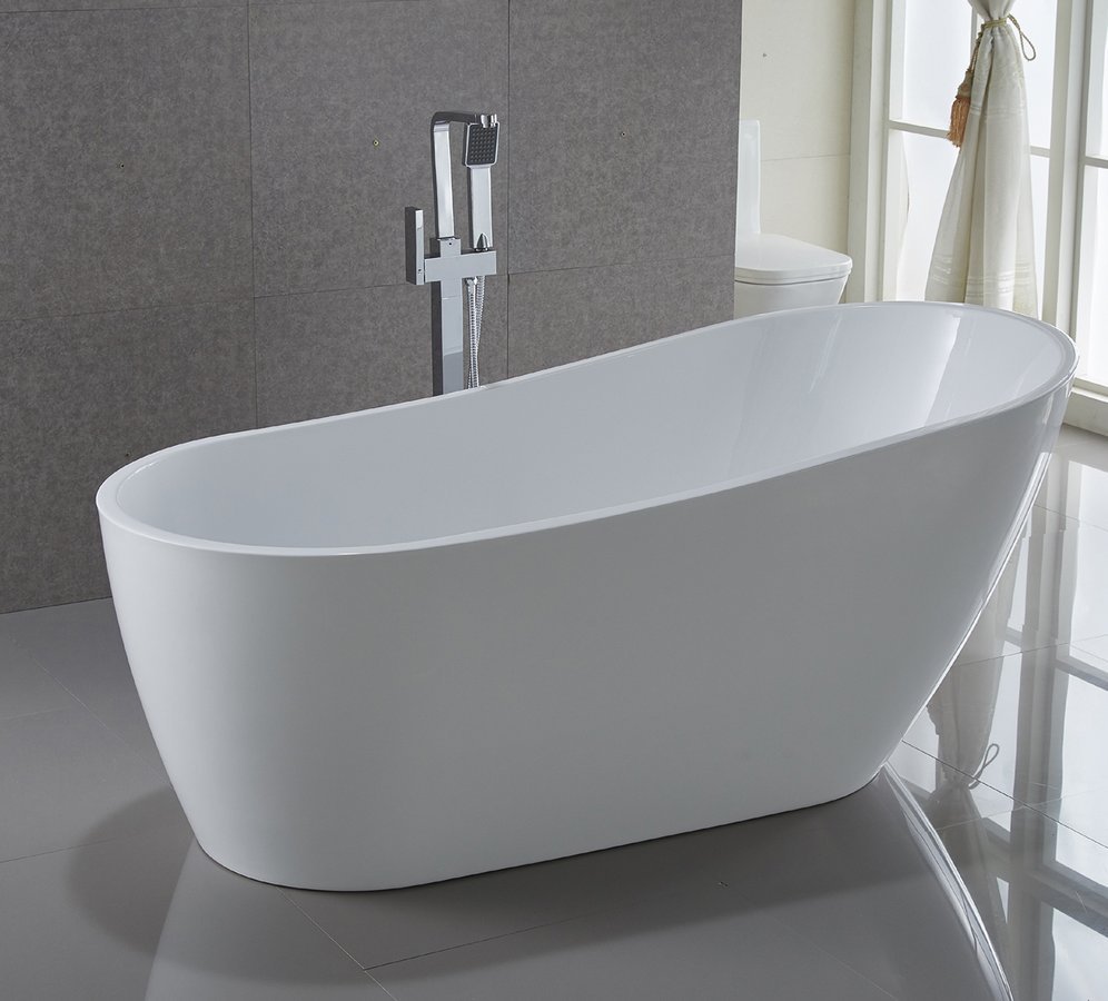 Aqualine TISA volně stojící vana, 170x80cm, bílá, vana s chromovou baterií