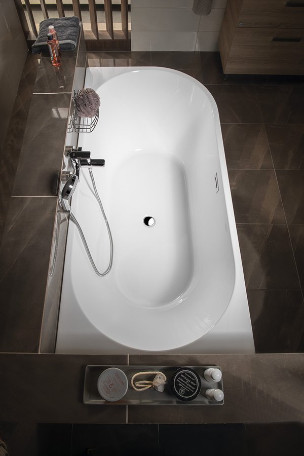 Aqualine TIBERA L rohová stojící vana, 170x80cm, bílá, vana shora s baterií