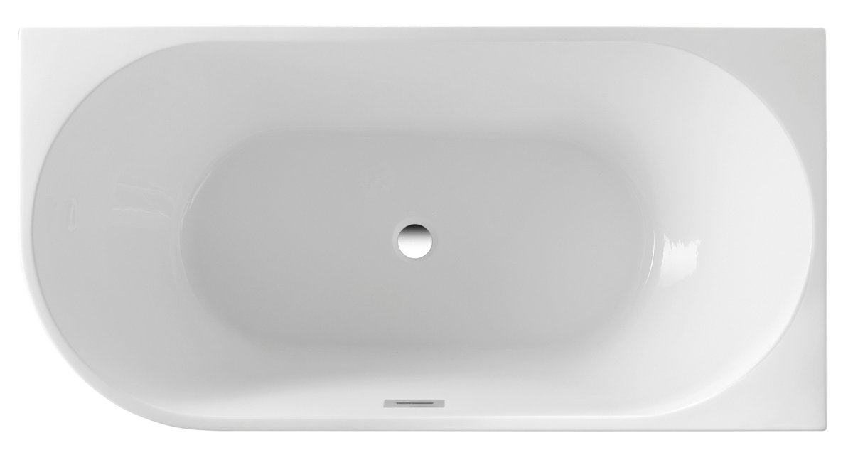 Aqualine TIBERA R rohová stojící vana, 170x80cm, bílá, pohled shora
