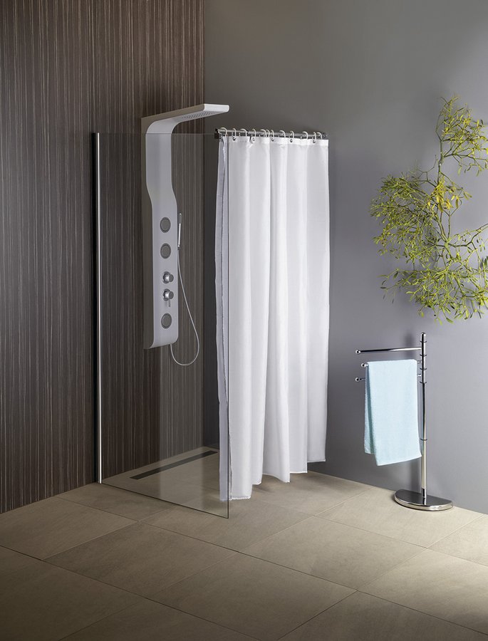 Aqualine YUKI sprchový panel 210x1400mm, bílá mat, sprchový panel se závěsem
