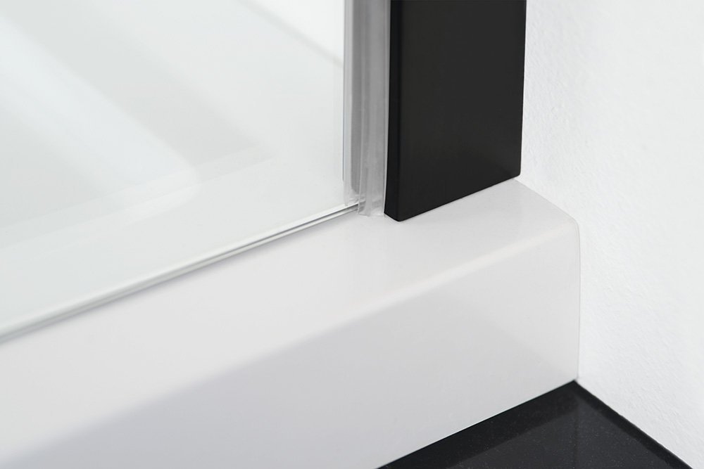 Polysan ZOOM BLACK čtvercový sprchový kout 1000x1000mm L/P varianta, detail profilu u vaničky