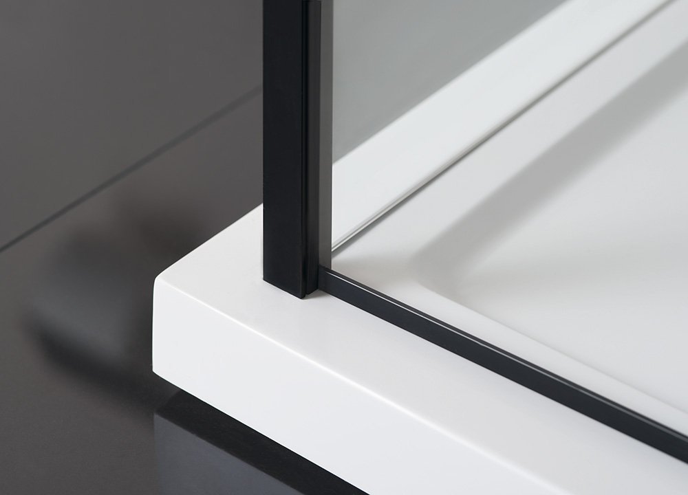 Polysan ZOOM BLACK obdélníkový sprchový kout 1400x1000mm L/P varianta, detail rohu u vaničky 3