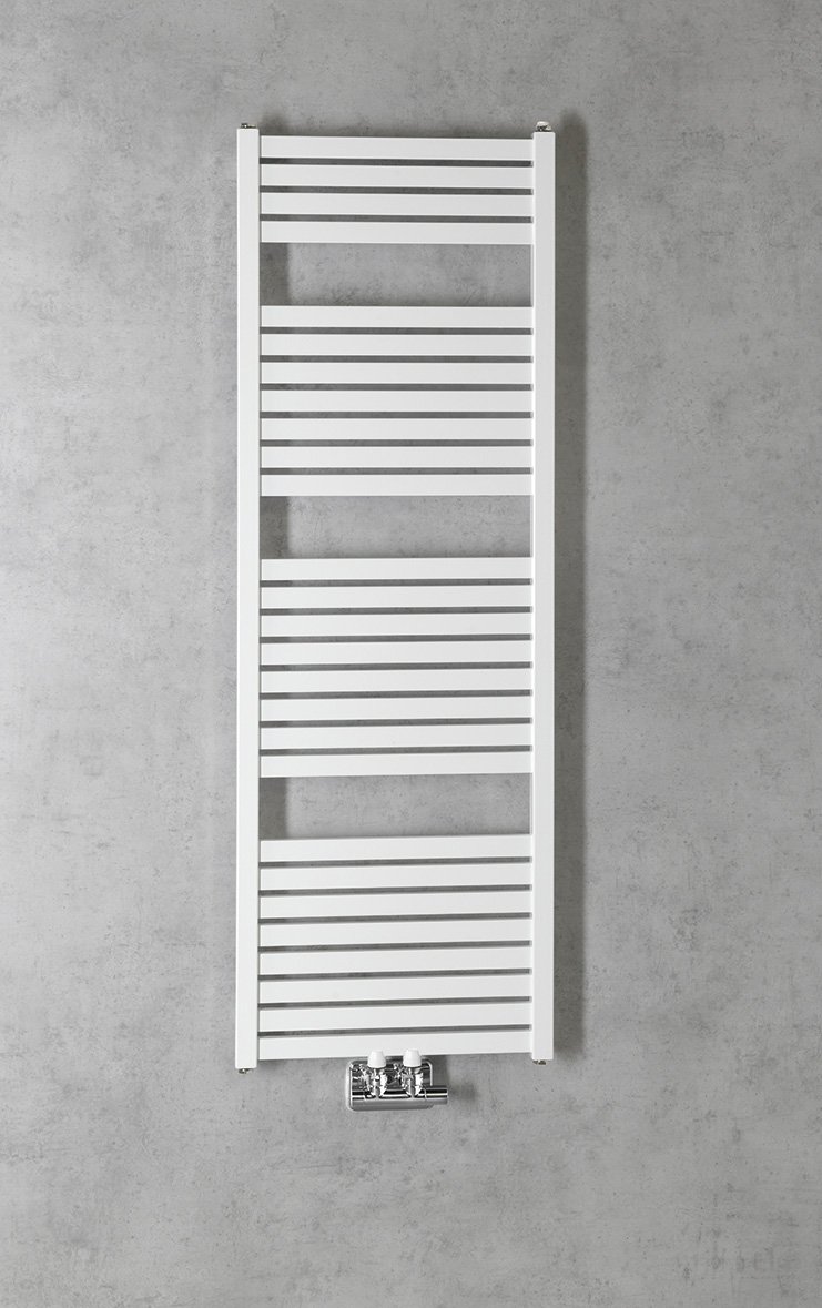 Aqualine TONDI otopné těleso rovné 450x1330 mm, středové připojení, bílá, na stěně, pohled zepředu
