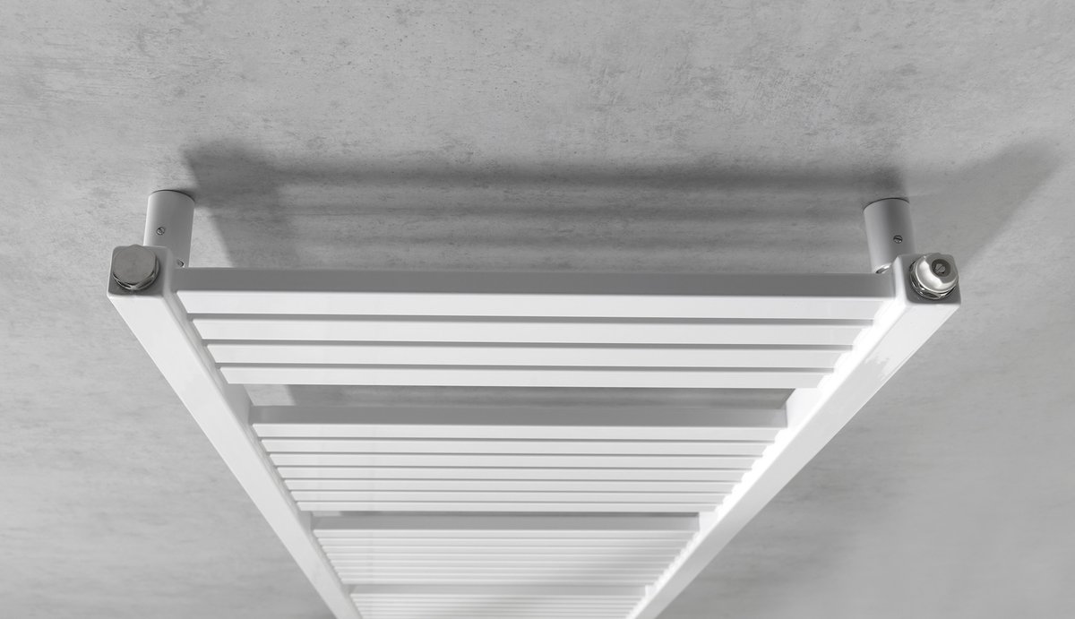 Aqualine TONDI otopné těleso rovné 450x1330 mm, středové připojení, bílá, detail horní části