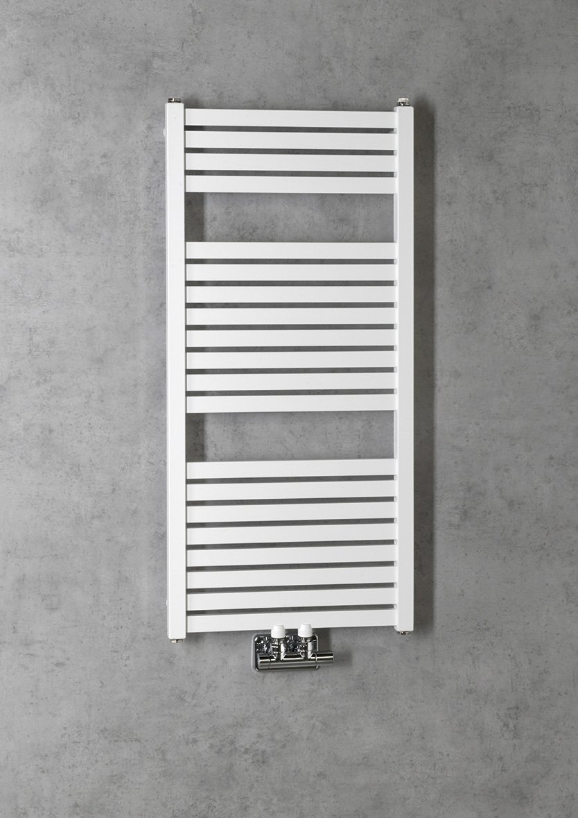 Aqualine TONDI otopné těleso rovné 450x970 mm, středové připojení, bílá, na stěně, pohled zepředu