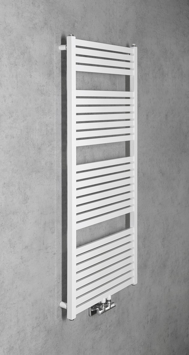 Aqualine TONDI otopné těleso rovné 600x1330 mm, středové připojení, bílá, na stěně, pohled zepředu