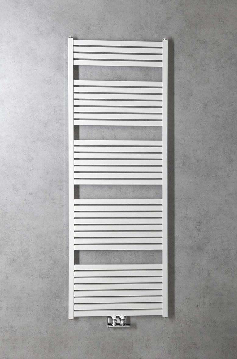 Aqualine TONDI otopné těleso rovné 600x1690 mm, středové připojení, bílá, na stěně, pohled zepředu