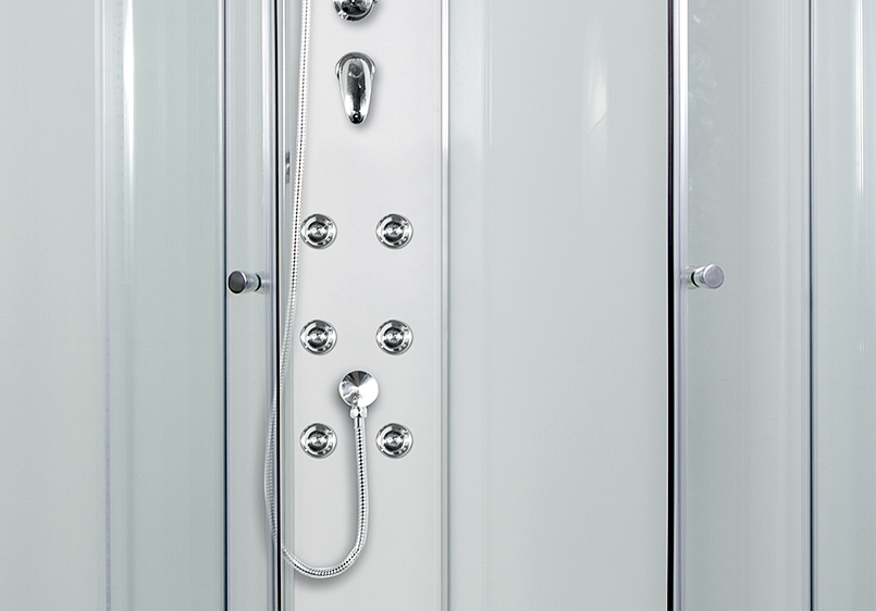 ARTTEC SIRIUS 120x90 cm - Masážní sprchový box model 5 chinchilla sklo levá vanička, zadní panel s baterií