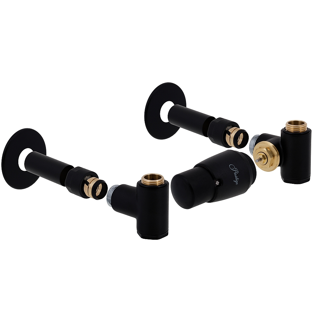 Hydronix kompletní combi připojovací sada INTEGRA ventilů termostatická, stranová, rohová, provedení černá, záběr 2