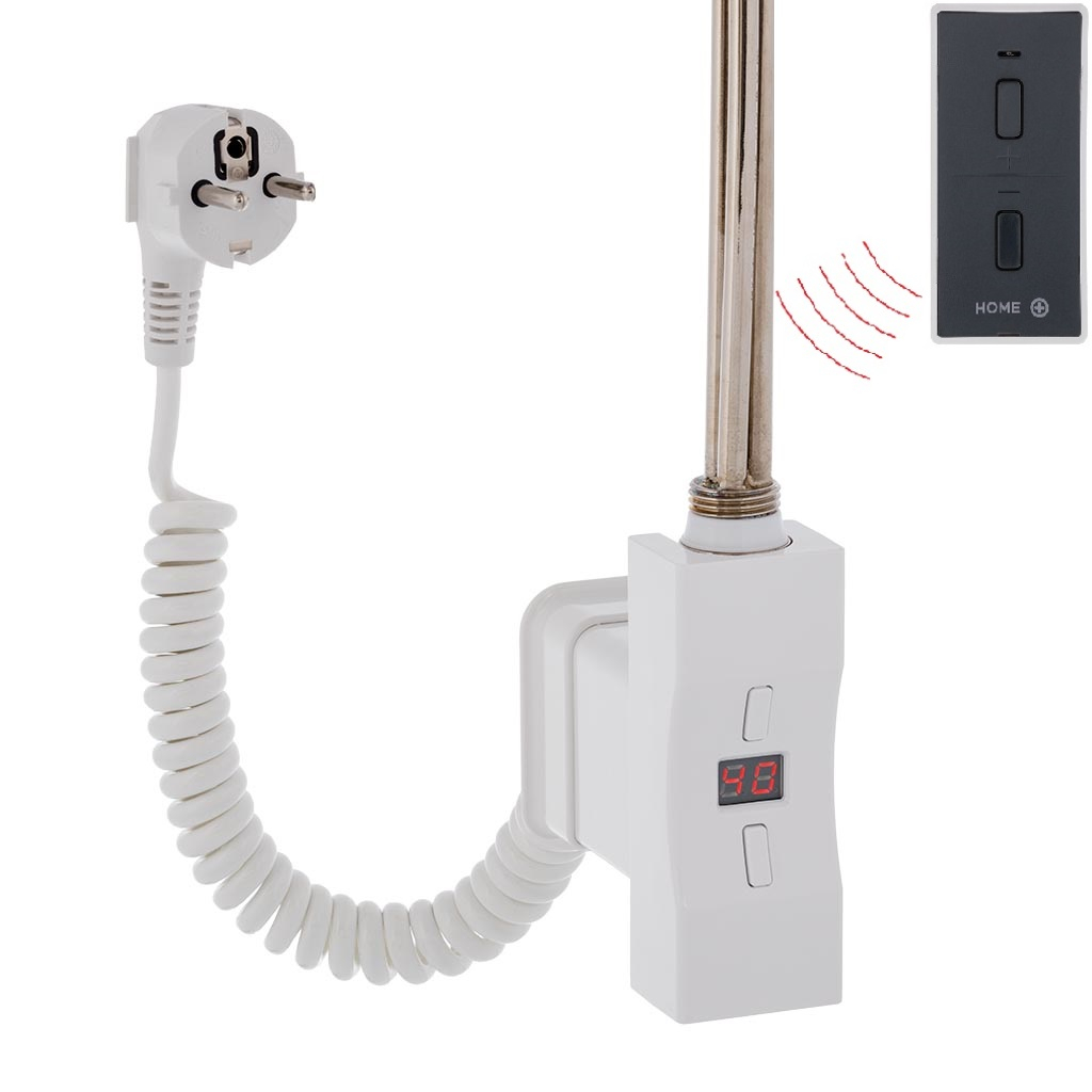 Hydronix Home Plus, obdélníkový profil, topná tyč, barva bílá s kabelem se zástrčkou