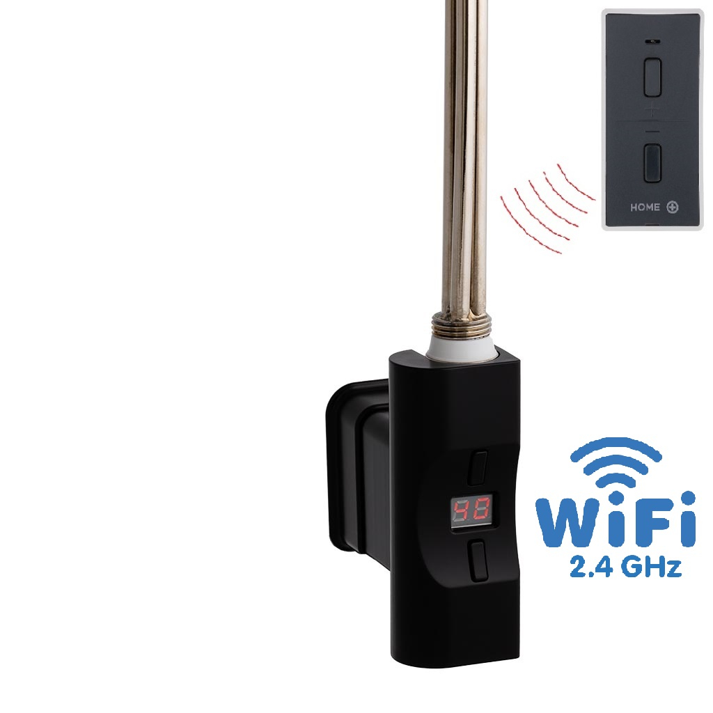 Hydronix Home Plus WiFi, D-profil, topná tyč, barva černá s vypínačem bez kabelu