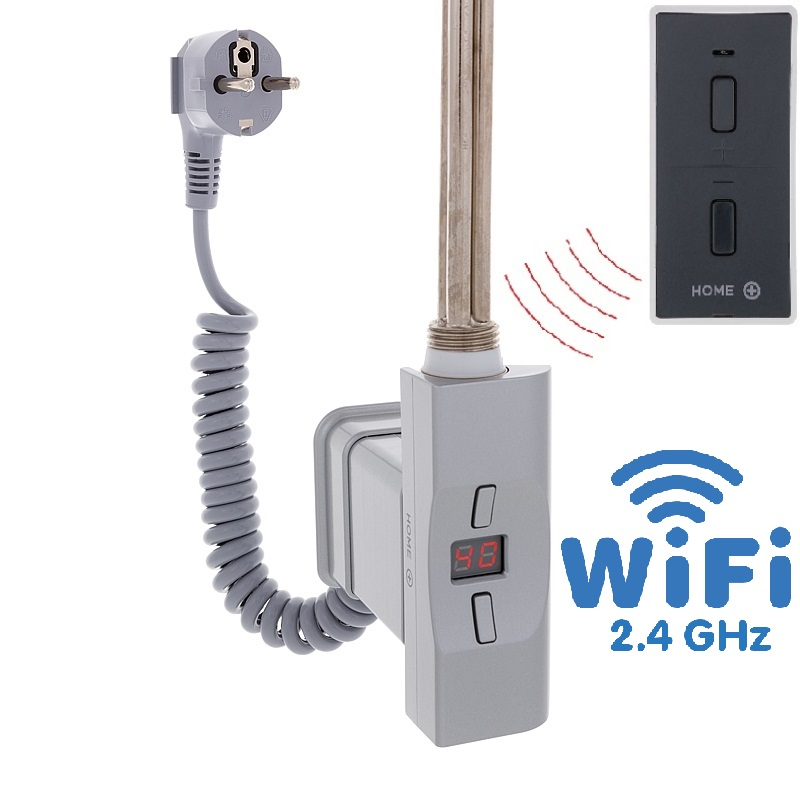 Hydronix Home Plus WiFi, D-profil, topná tyč, barva matný chrom s kabelem se zástrčkou