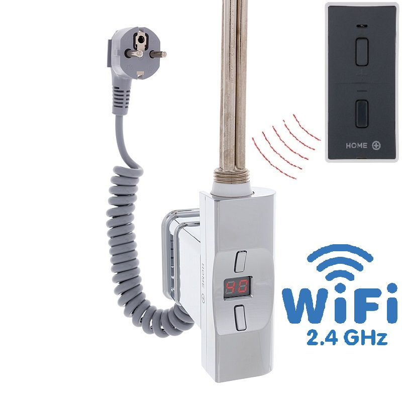 Hydronix Home Plus WiFi, D-profil, topná tyč, barva lesklý chrom s kabelem se zástrčkou
