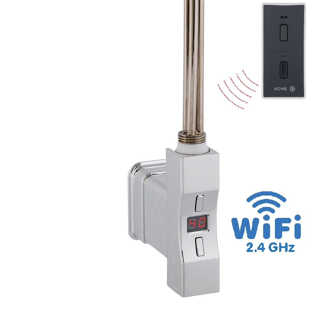 Hydronix Home Plus WiFi, čtvercový profil, topná tyč, barva lesklý chrom s vypínačem bez kabelu