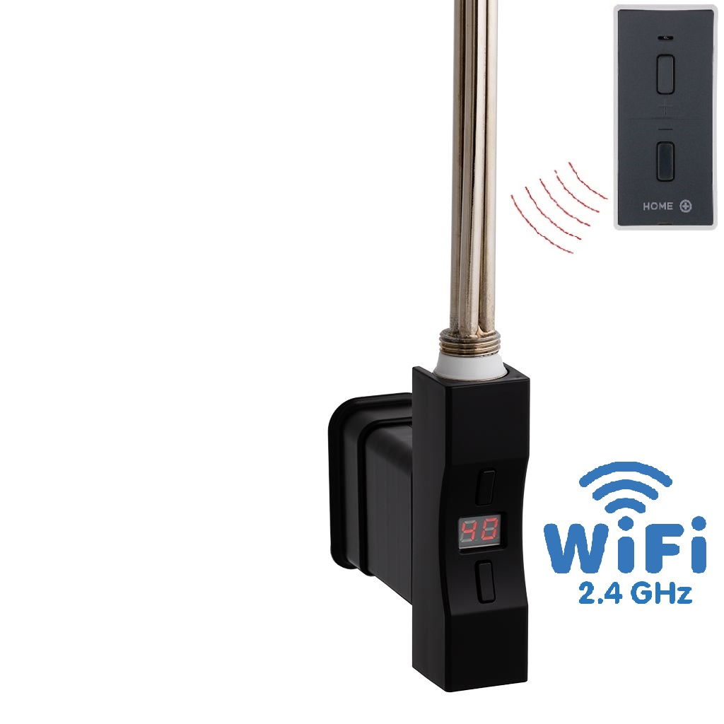 Hydronix Home Plus WiFi, čtvercový profil, topná tyč, barva černá s vypínačem bez kabelu