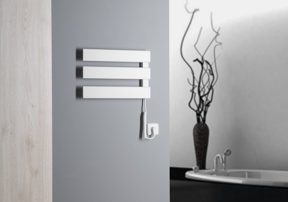 Aqualine ELVIS elektrický sušák ručníků 457x342x55 mm, 50 W, bílá, na stěně v koupelně
